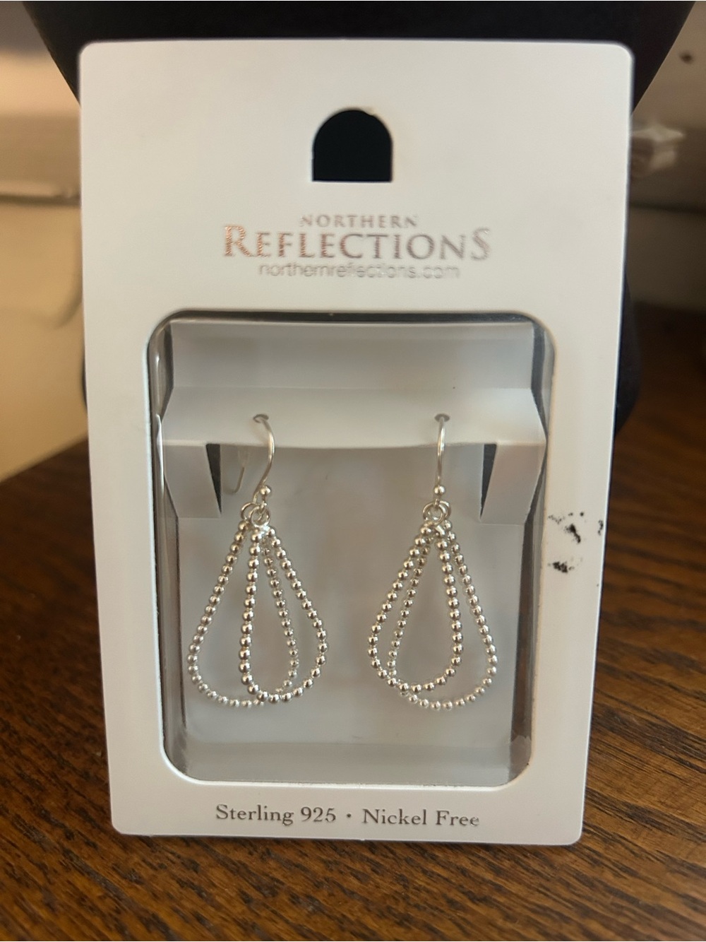 Northern Reflections Silver Beaded Double Teardrop Earrings